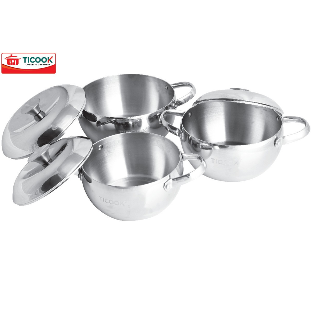 Bộ Nồi Táo Inox 304 Đáy Từ Ticook TK05 2