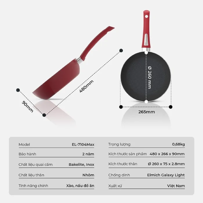 Chảo Chống Dính Elmich EL-7104Max Size 26cm 13