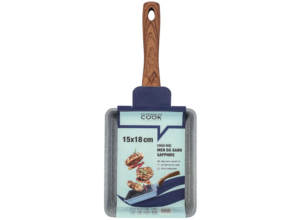 Chảo Đúc Men Đá Xanh Sapphire Greencook GCP09-1518IH 2