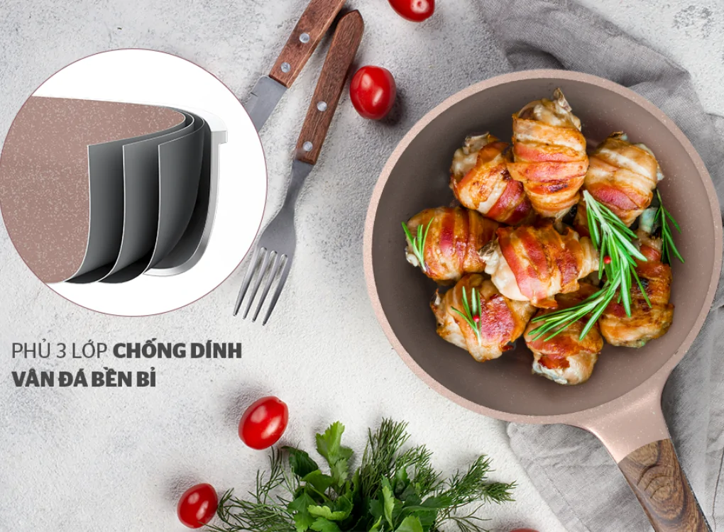 Chảo Sâu Siêu Bền Đá Dura Pro Sunhouse DP24MP 3
