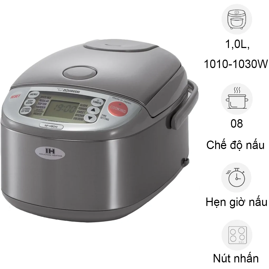 Nồi Cơm Điện Tử Cao Tần Zojirushi NP-HBQ10-XA - 1.0 Lít - Xuất Xứ Nhật Bản