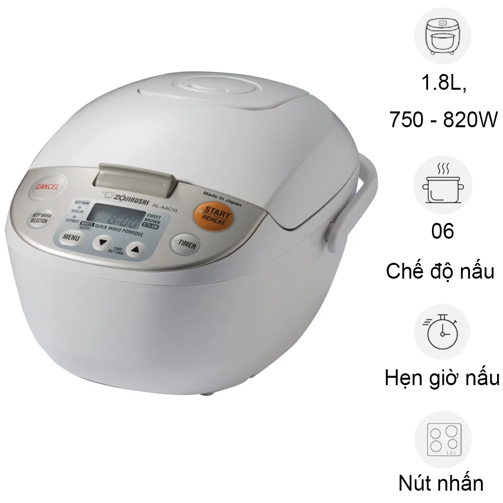 Nồi Cơm Điện Tử Zojirushi NL-AAQ18-CA - 1.8 Lít - Xuất Xứ Nhật Bản