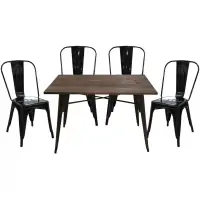 Bộ Bàn T-22 Nâu + 4 Ghế D-1 Đen