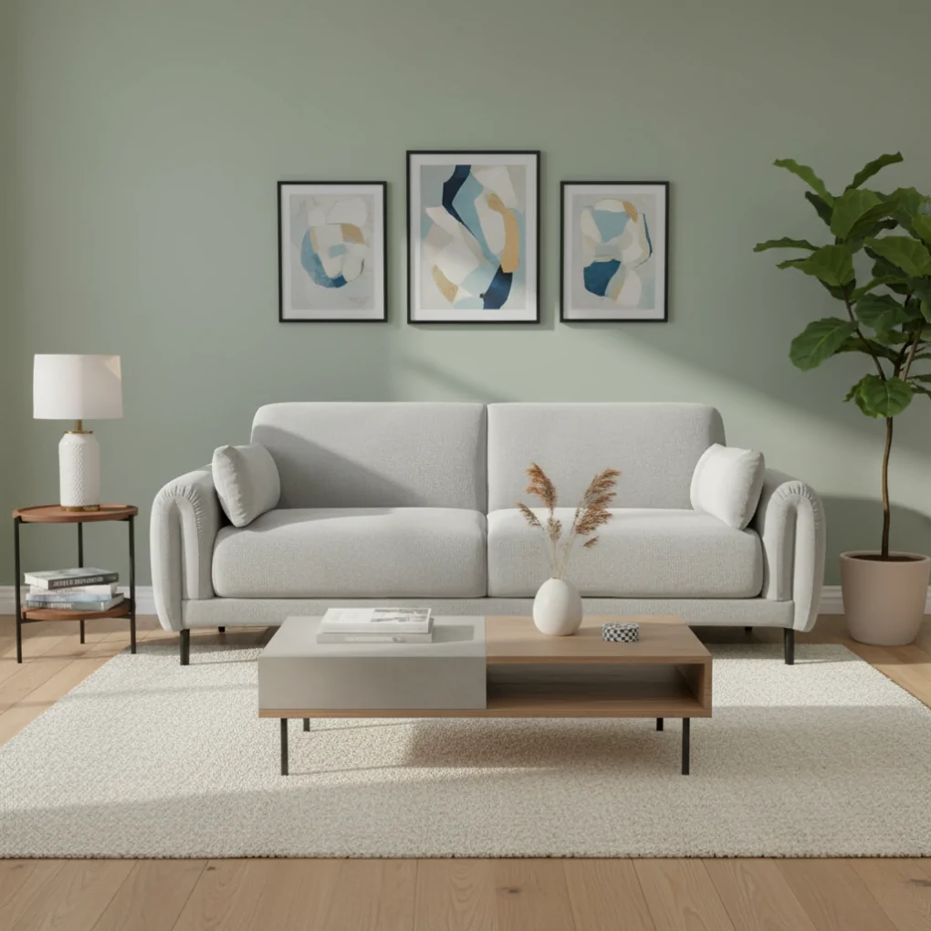 Sofa 3 Chỗ Vale 1307 Xám Nhạt