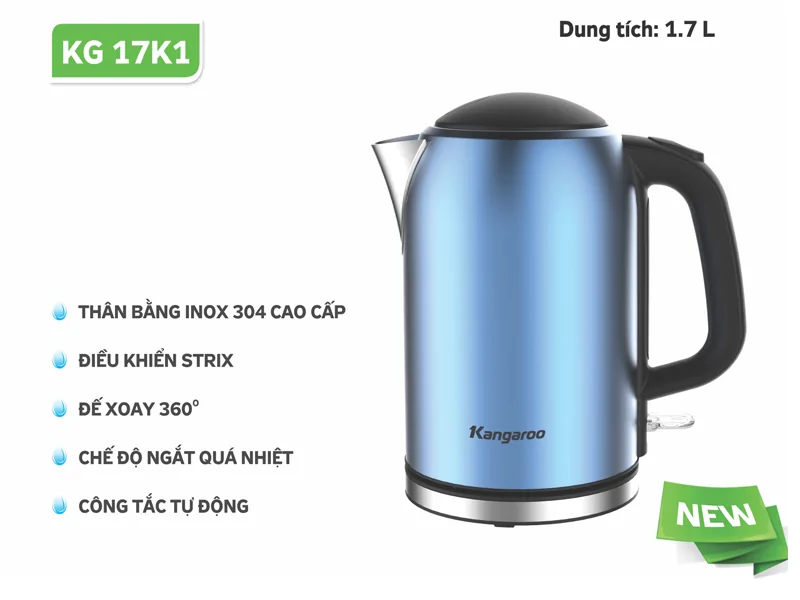 Bình Đun Siêu Tốc Inox Kangaroo KG17K1 1.7 Lít 5
