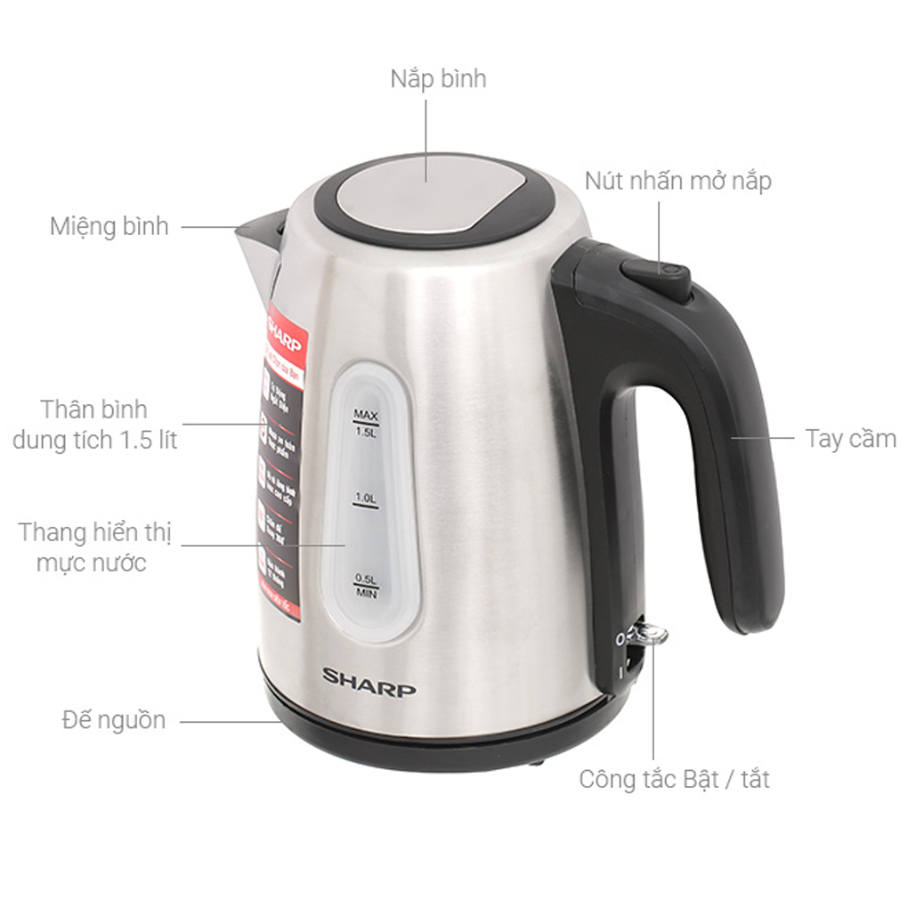 Bình Đun Siêu Tốc Sharp EKJ-15EVS-ST 7