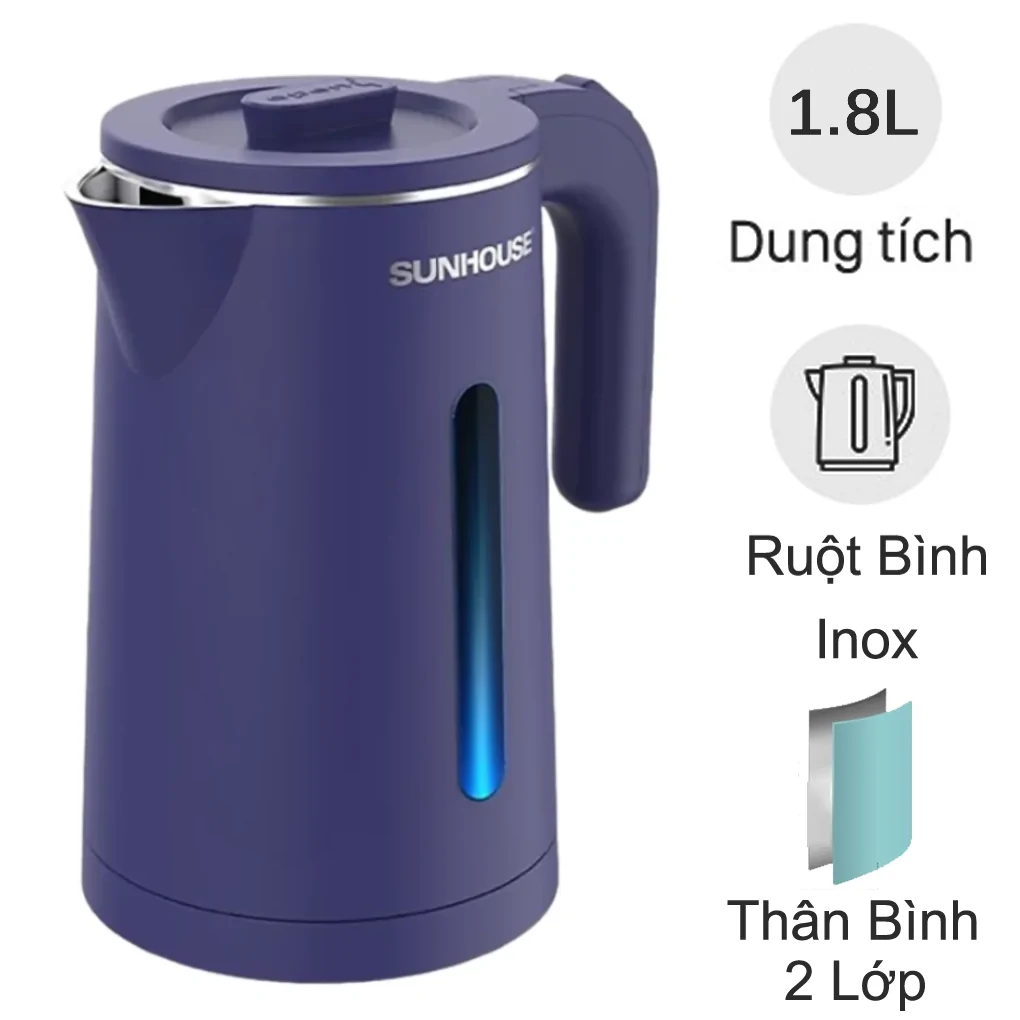 Ấm Siêu Tốc Inox 2 Lớp SHD1355 1.8 Lít