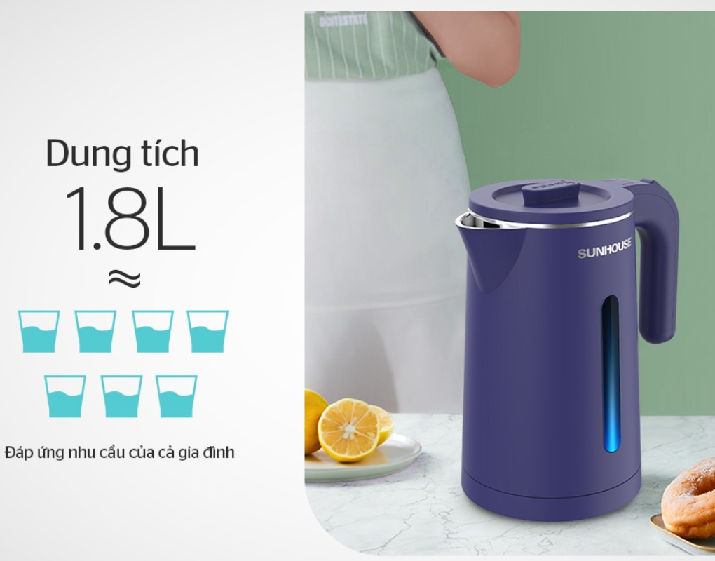 Ấm Siêu Tốc Inox 2 Lớp Sunhouse SHD1355 1.8 Lít 6