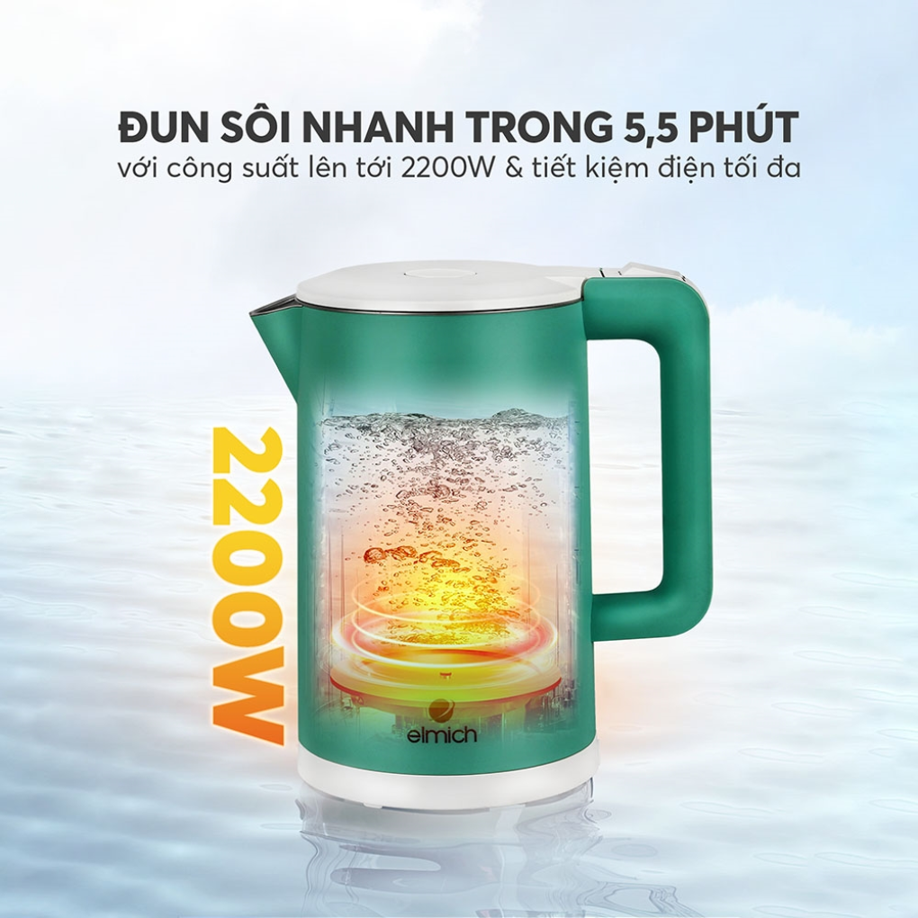 Ấm Đun Nước Siêu Tốc Elmich KEE 1774G 1.7 Lít 15