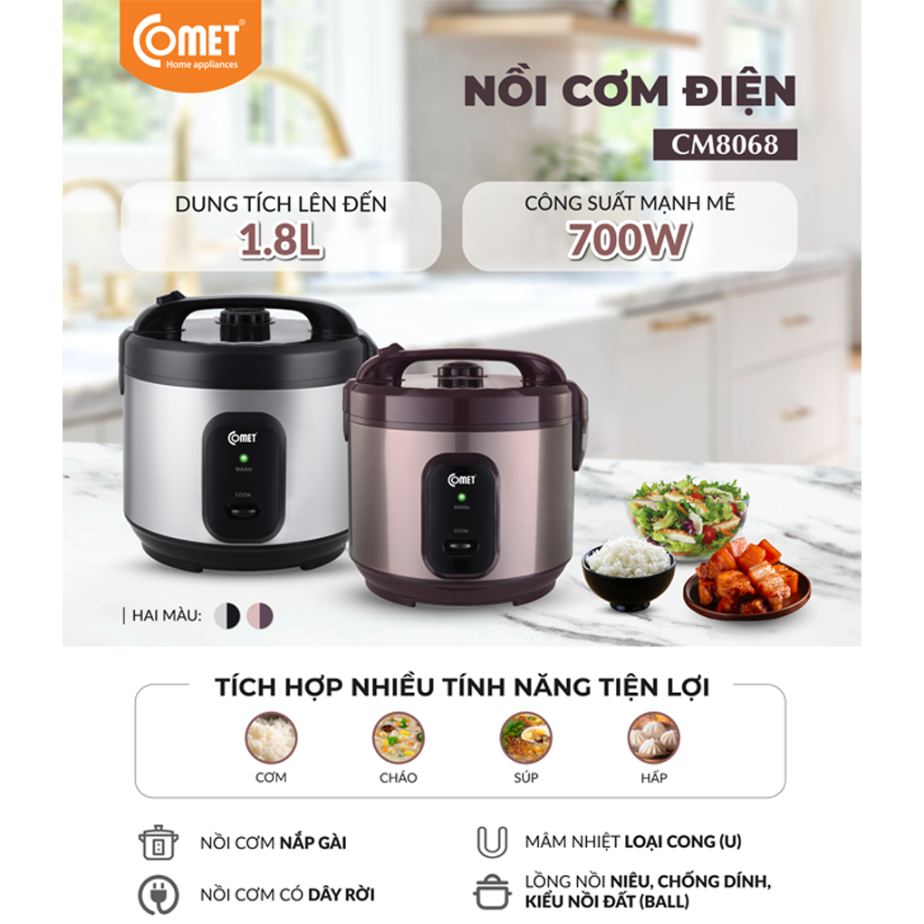 Nồi Cơm Điện Comet CM8068 1.8 Lít 2