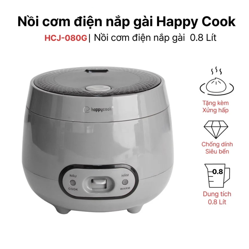 Nồi Cơm Nắp Gài Happy Cook HCJ-080G 0.8 Lít 2