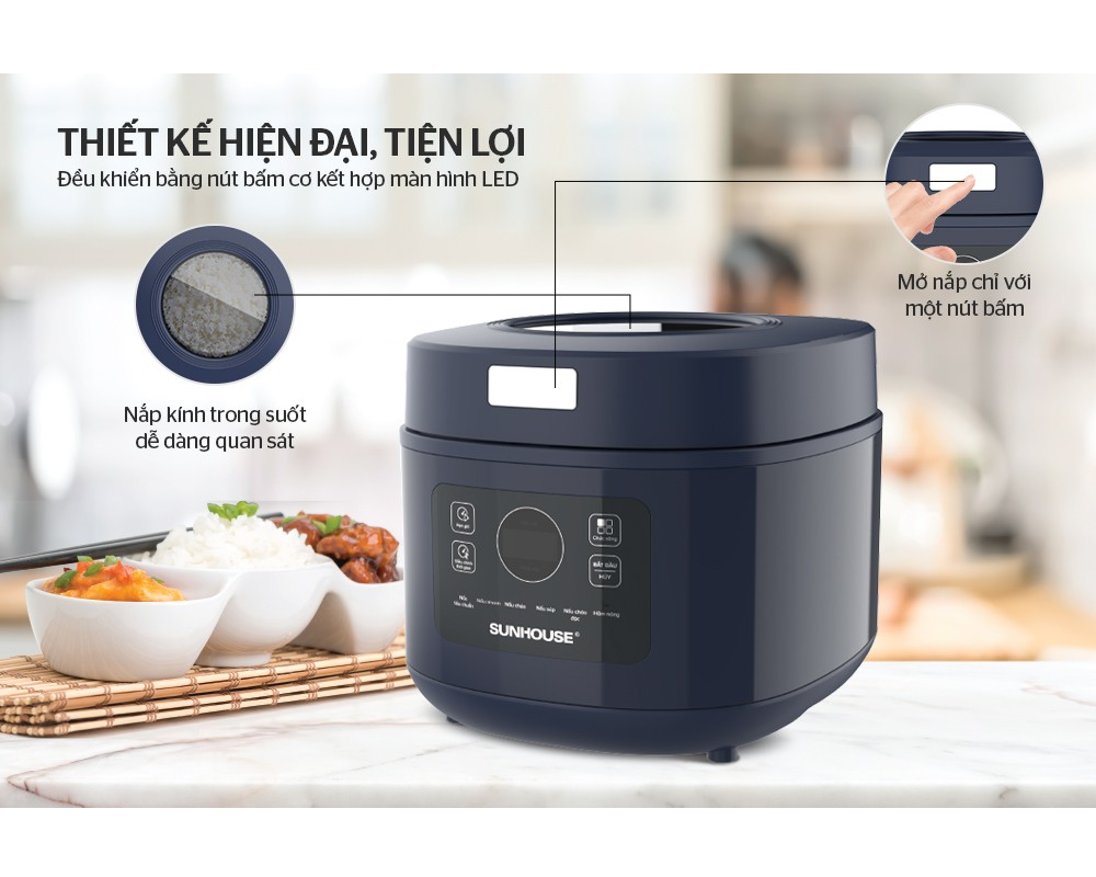 Nồi Cơm Điện Tử Sunhouse SHD8802 1 Lít 1