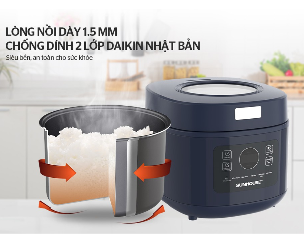 Nồi Cơm Điện Tử Sunhouse SHD8802 1 Lít 4