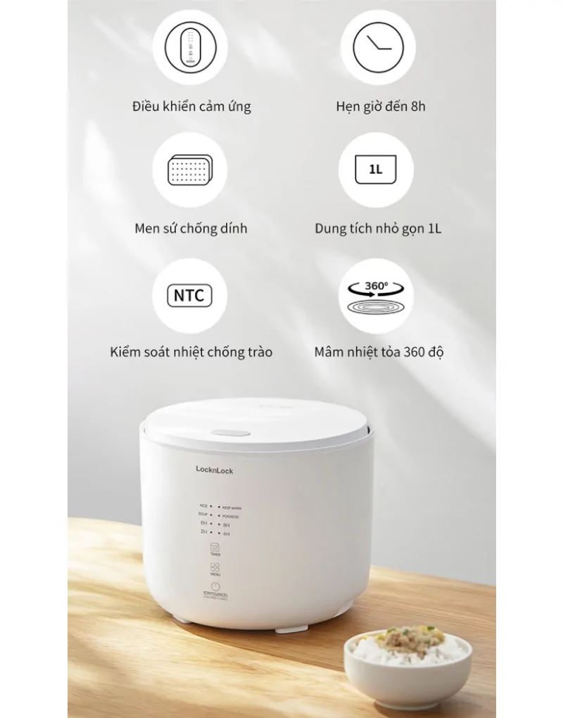 Nồi Cơm Điện Lock&lock Donggeurami Rice Cooker EJR334IVY 1.0 Lít 12