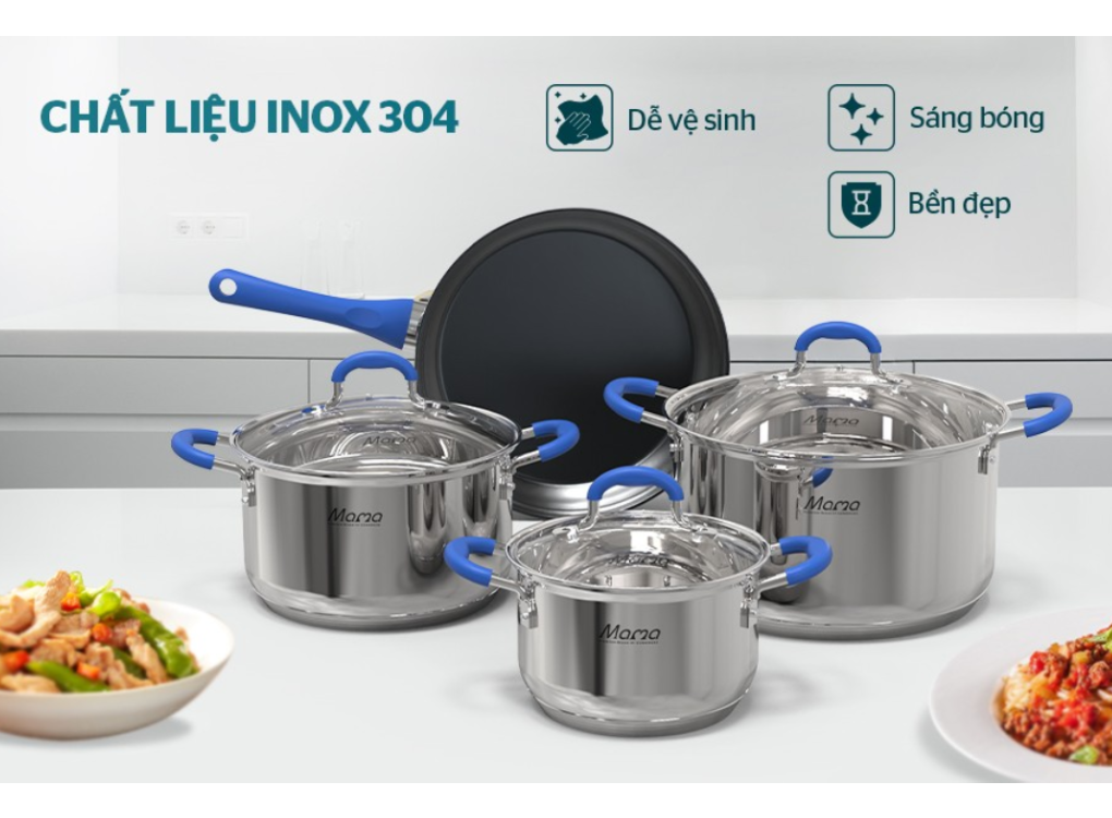 Bộ Nồi Chảo Inox 5 Đáy Sunhouse Mama SHG509 1