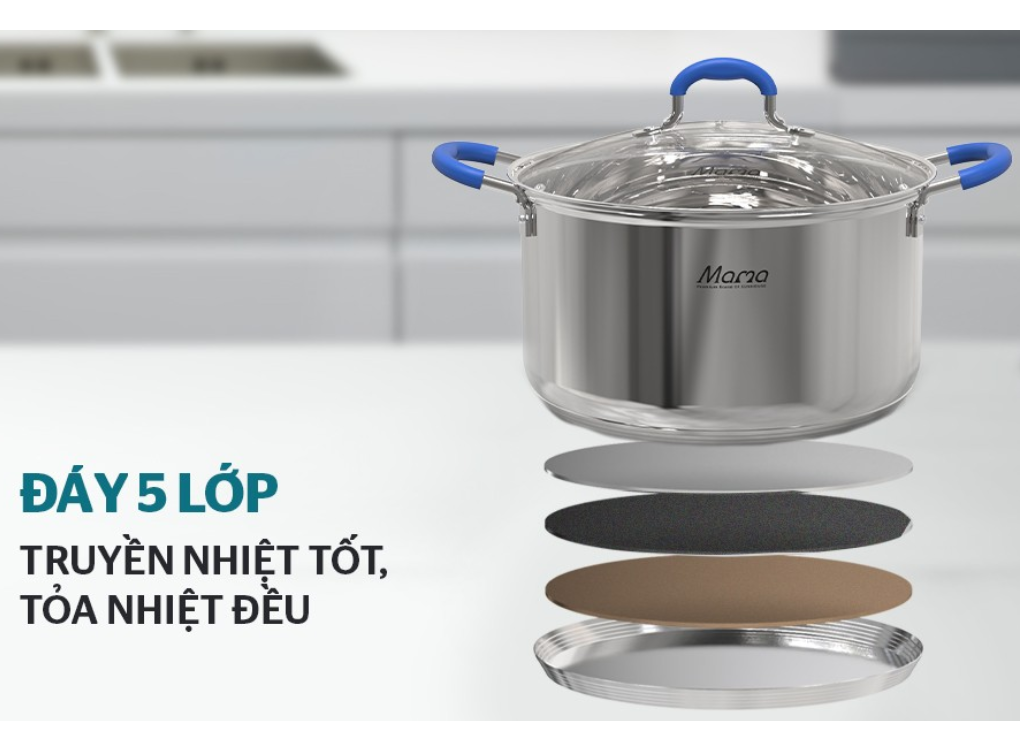 Bộ Nồi Chảo Inox 5 Đáy Sunhouse Mama SHG509 5