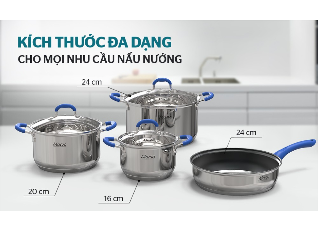 Bộ Nồi Chảo Inox 5 Đáy Sunhouse Mama SHG509 8