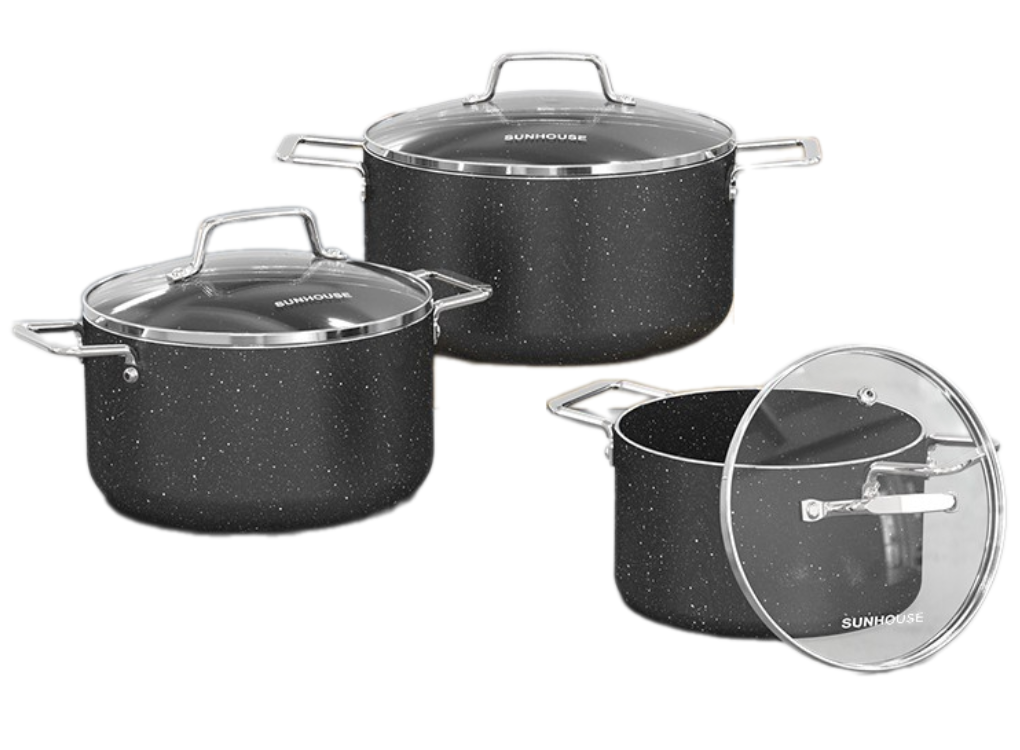 Bộ Nồi Siêu Bền Đá Đáy Từ Sunhouse SHG7878MB 0