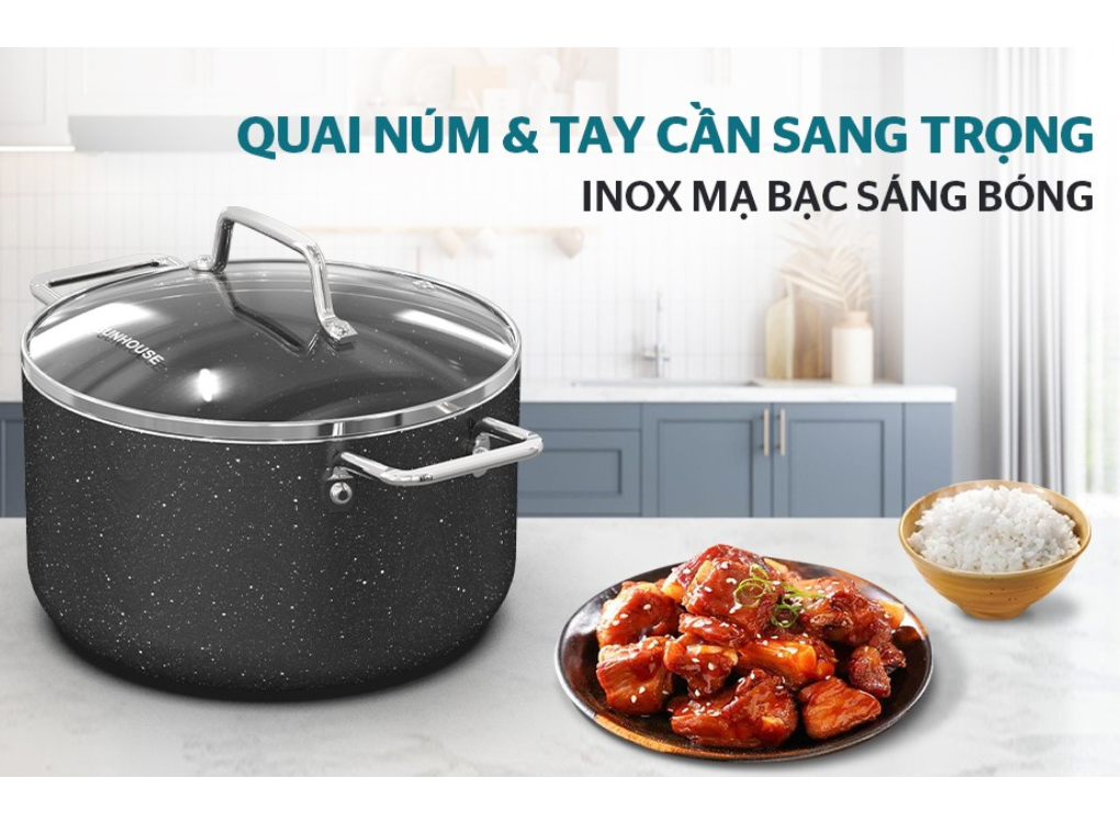 Bộ Nồi Siêu Bền Đá Đáy Từ Sunhouse SHG7878MB 2