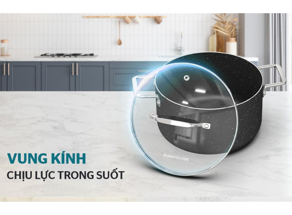 Bộ Nồi Siêu Bền Đá Đáy Từ Sunhouse SHG7878MB 3
