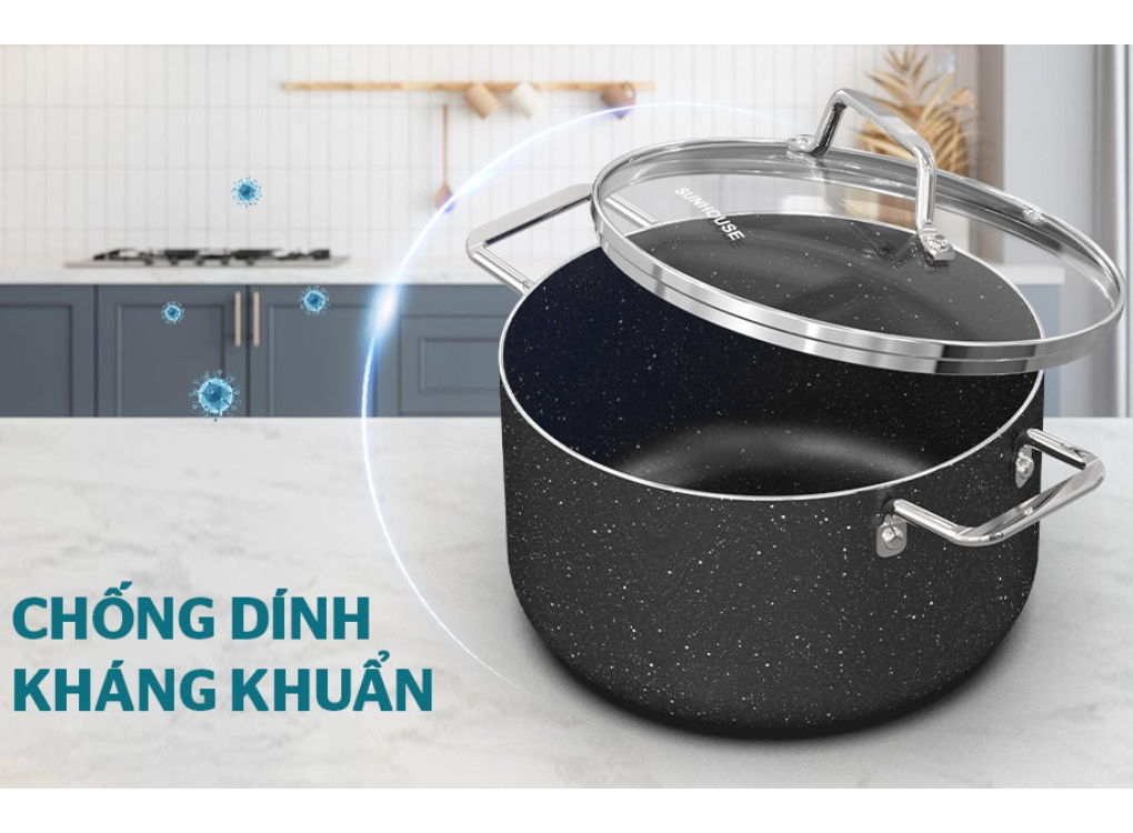 Bộ Nồi Siêu Bền Đá Đáy Từ Sunhouse SHG7878MB 5