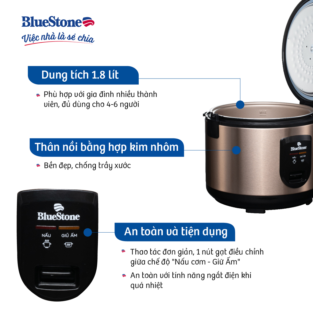 Nồi Cơm Điện Bluestone RCB-5519 1.8 Lít 2