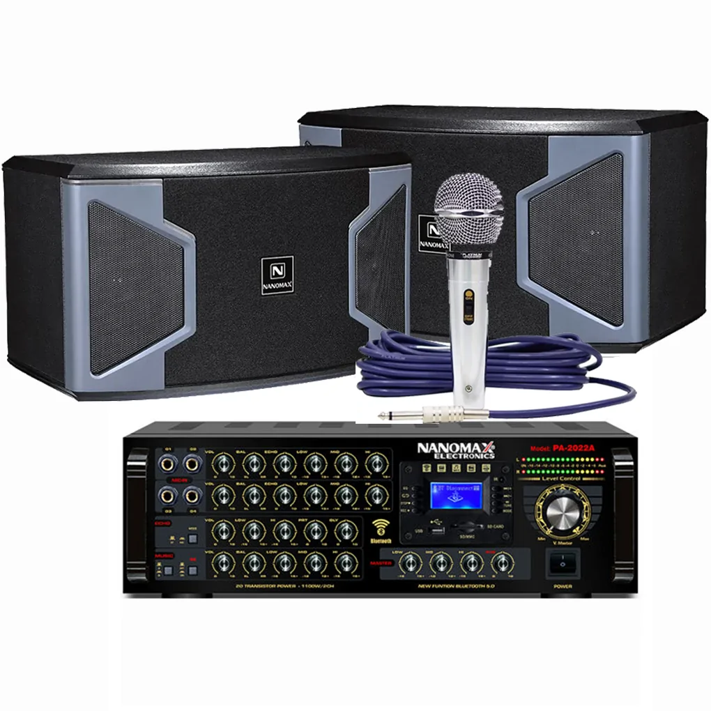 Combo Bộ dàn âm thanh NANOMAX (Loa JB-626 + Amply PA-2022A) Và Micro có dây Platinum KS5000