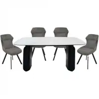 Bộ Bàn Ăn Lino VA9998-L180 + 4 Ghế Ăn Zora VD6381-4