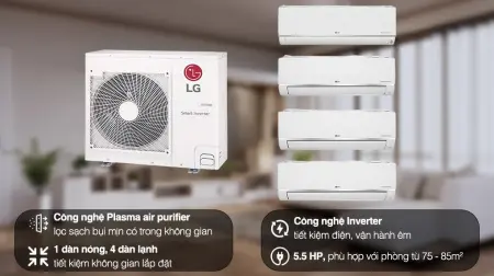 Bộ Máy Lạnh Multi LG Inverter 4 Dàn Lạnh 5 HP Z5UQ48GFA0 0