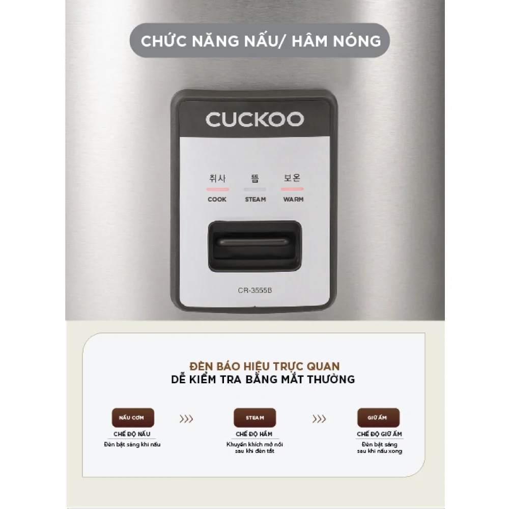 Nồi Cơm Điện Cuckoo CR-3555 Màu Đen 6.3 Lít 7