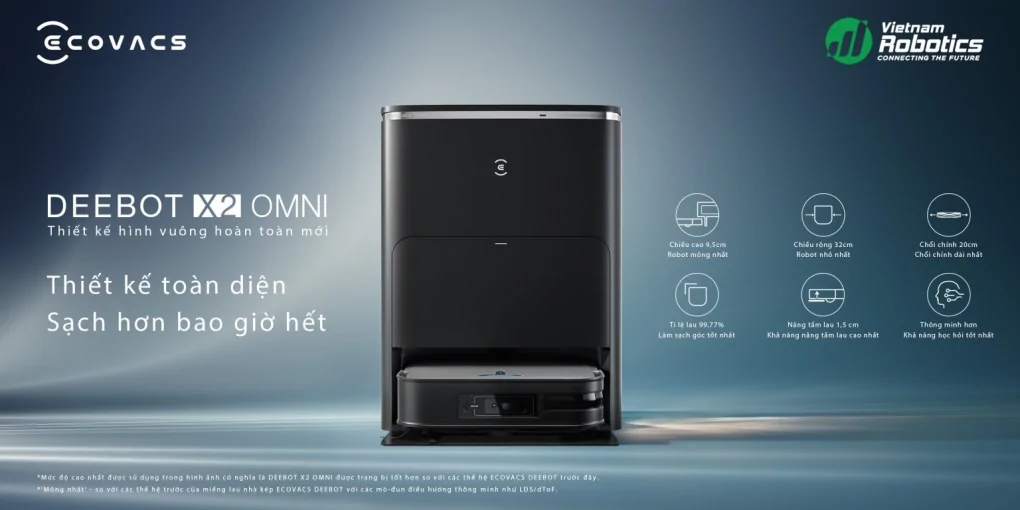 Robot Hút Bụi Thông Minh Ecovacs X2 OMNI Đen 14