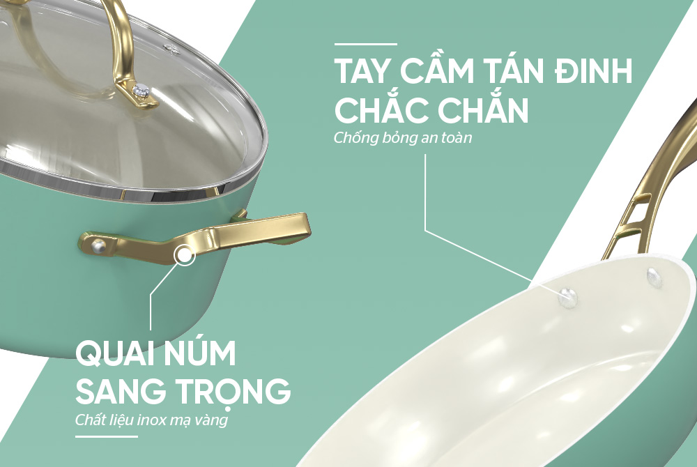 Bộ Nồi Chảo Ceramic Đáy Liền Infinity Sunhouse IF8668 7