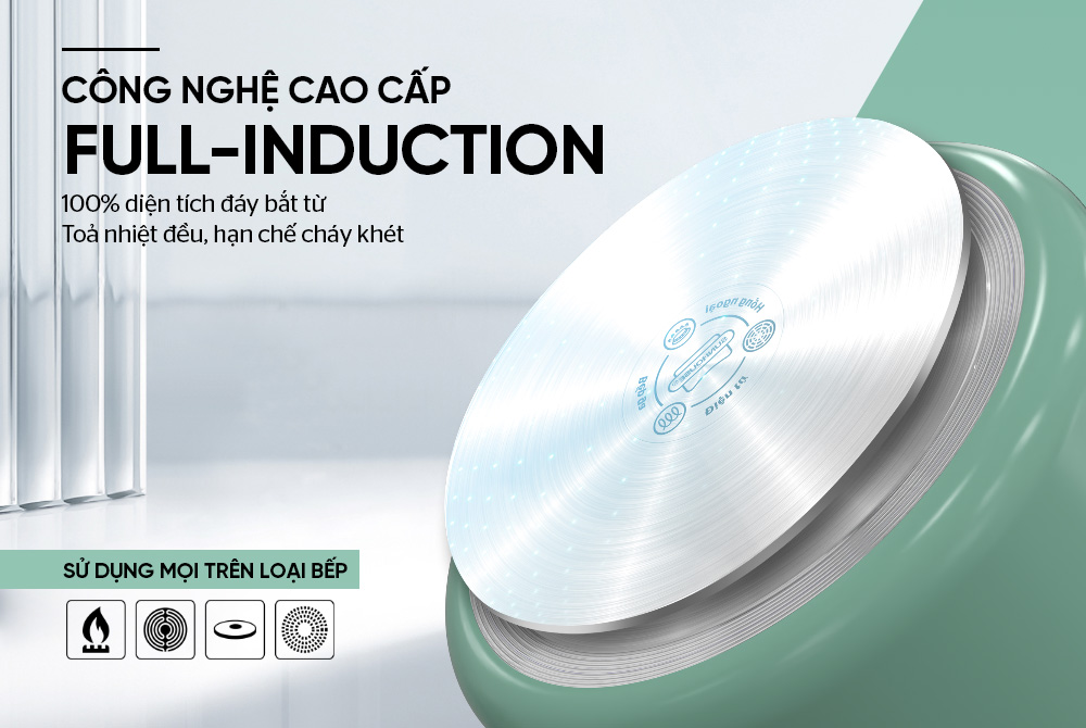 Bộ Nồi Chảo Ceramic Đáy Liền Infinity Sunhouse IF8668 8