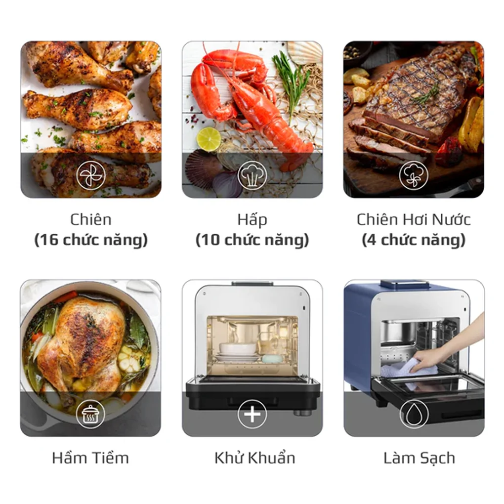 Nồi Chiên Hơi Nước Có Chức Năng Hấp Olivo SF15 3