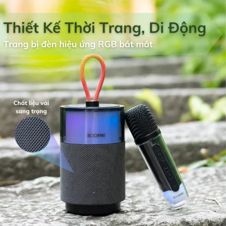 Bộ Loa Karaoke mini Bluetooth iCore ISM03 kèm 1 Micro 3