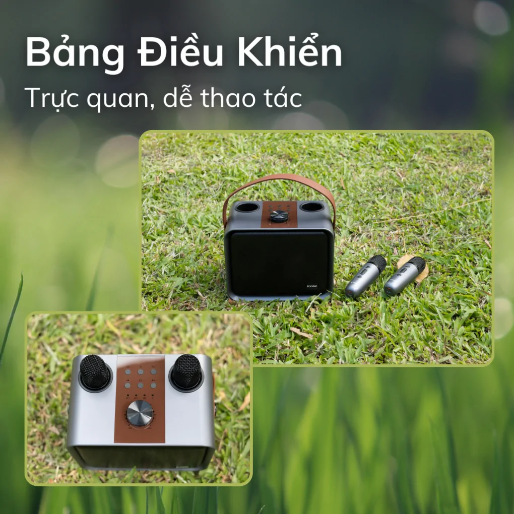 Bộ Loa Karaoke Bluetooth iCore ISM09 kèm 2 Micro 1