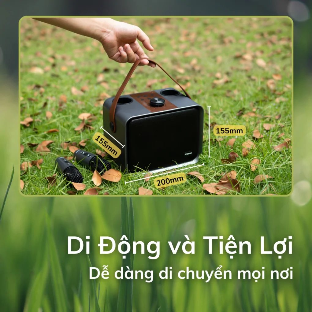 Bộ Loa Karaoke Bluetooth iCore ISM09 kèm 2 Micro 3