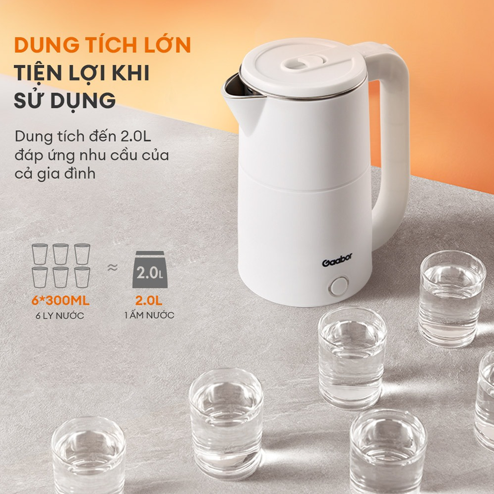 Ấm Điện Đun Nước Gaabor EK20M-WH02A 2