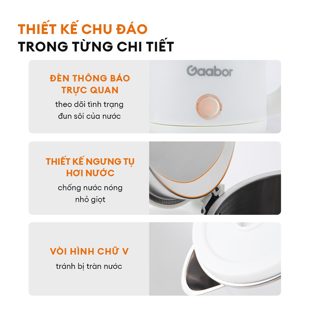 Ấm Điện Đun Nước Gaabor EK20M-WH02A 5
