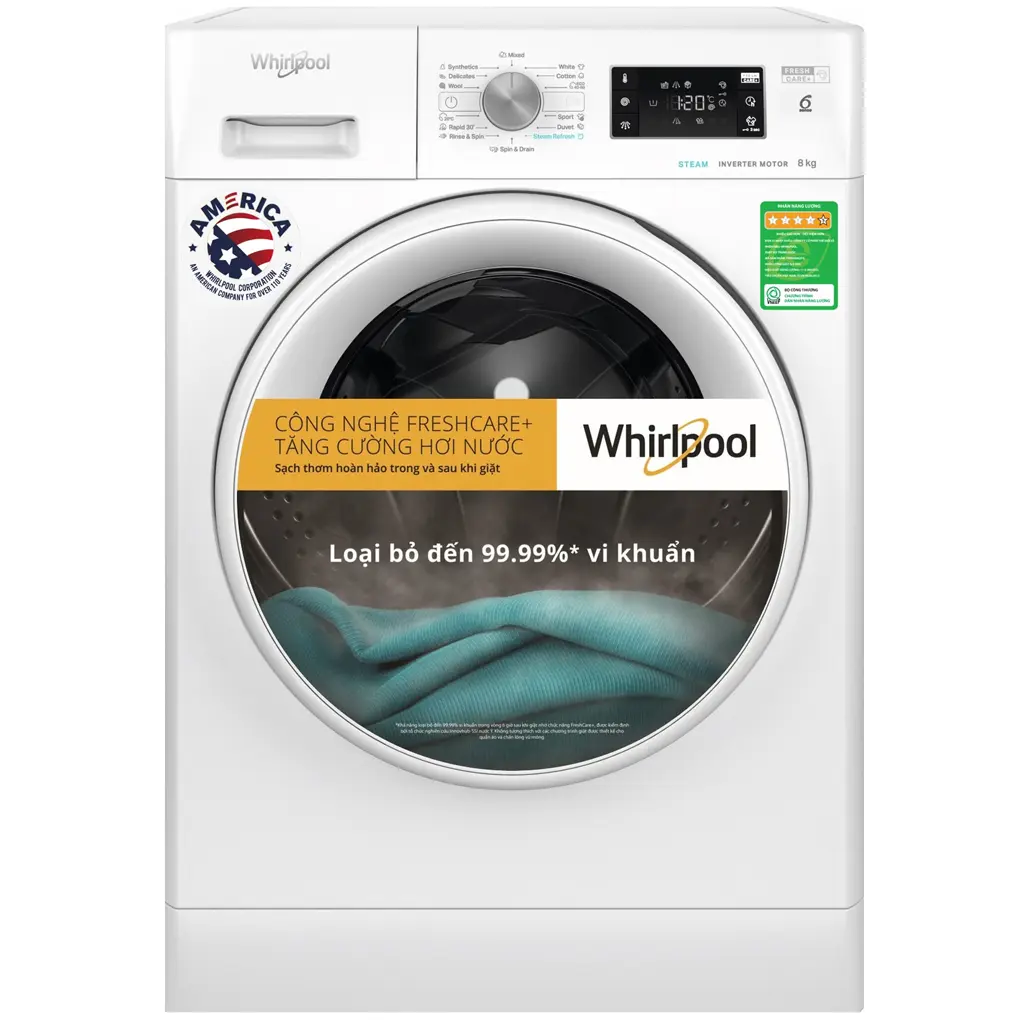 Máy Giặt Whirlpool Inverter 8 Kg FFB8458WV EU