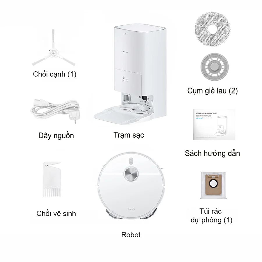 Robot Hút Bụi Lau Nhà, Tự Giặt Giẻ Xiaomi Vacuum Mop X10+ 18