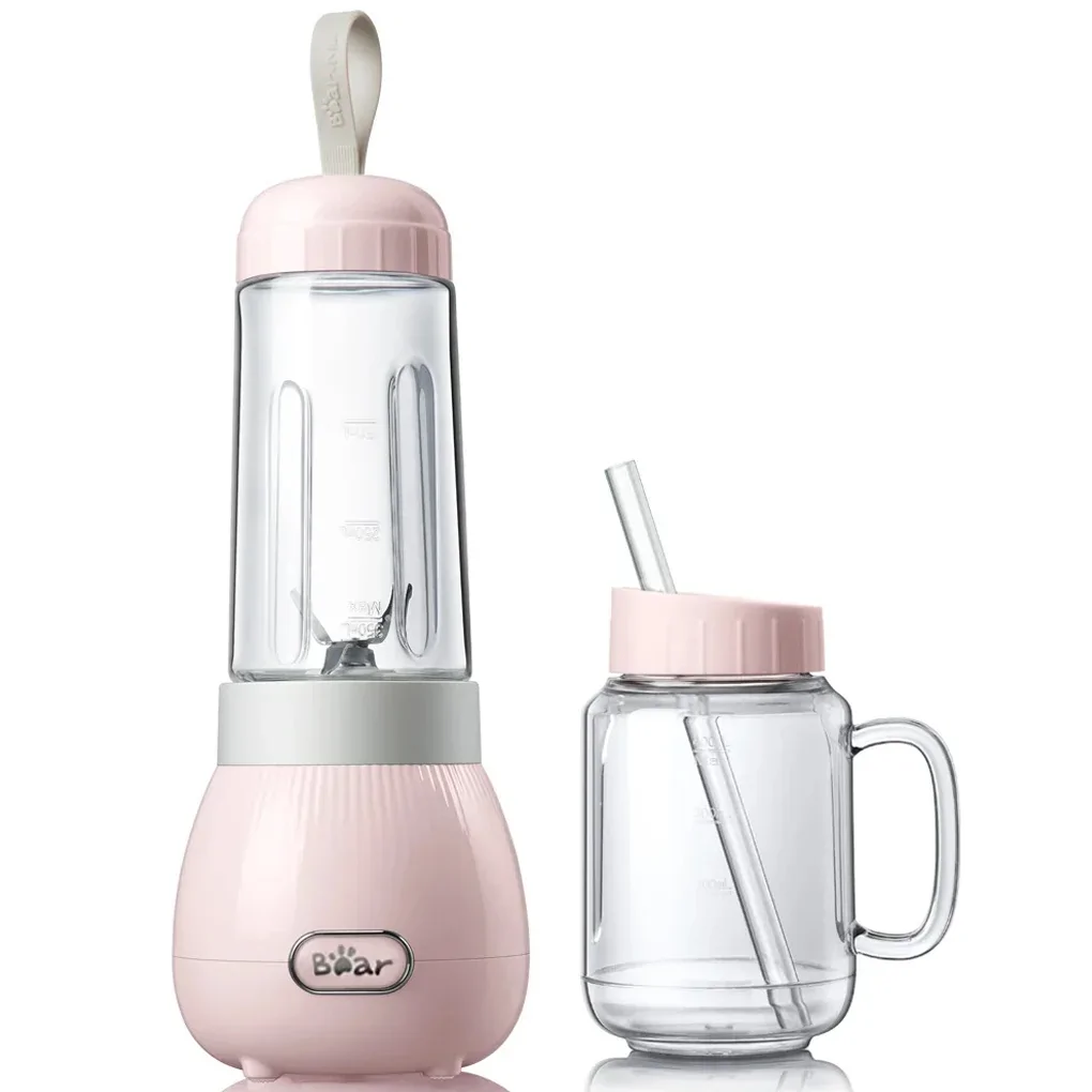 Máy Xay Sinh Tố Bear Gồm Hai Cối Rời LLJ-C04W1, Màu Hồng - Hàng Quốc Tế - Bản Tiếng Anh 0
