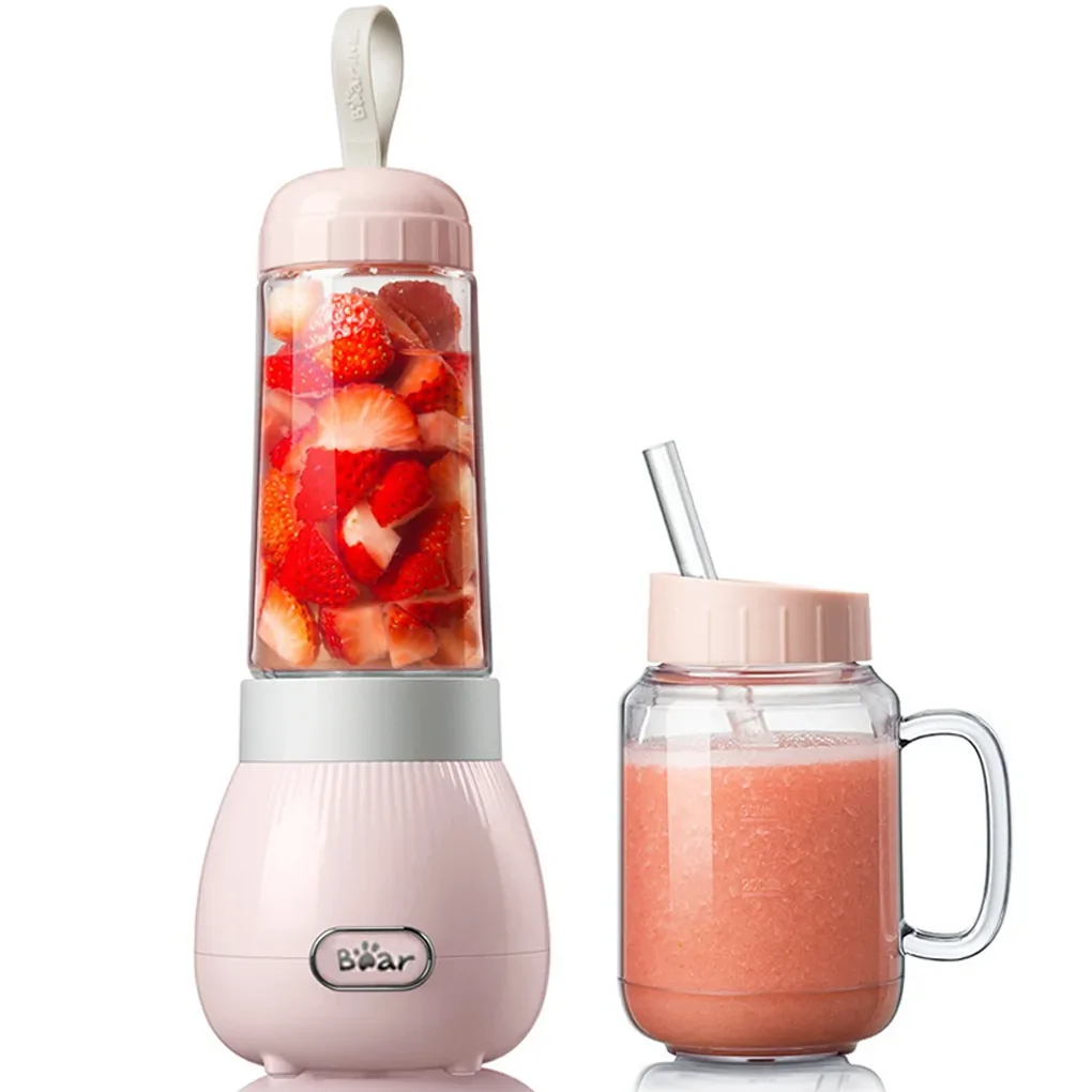 Máy Xay Sinh Tố Bear Gồm Hai Cối Rời LLJ-C04W1, Màu Hồng - Hàng Quốc Tế - Bản Tiếng Anh 1