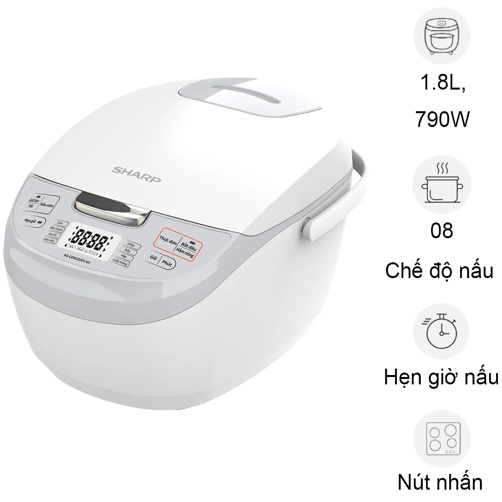 Nồi Cơm Điện Tử Sharp KS-COM192EV-GY 1.8 Lít