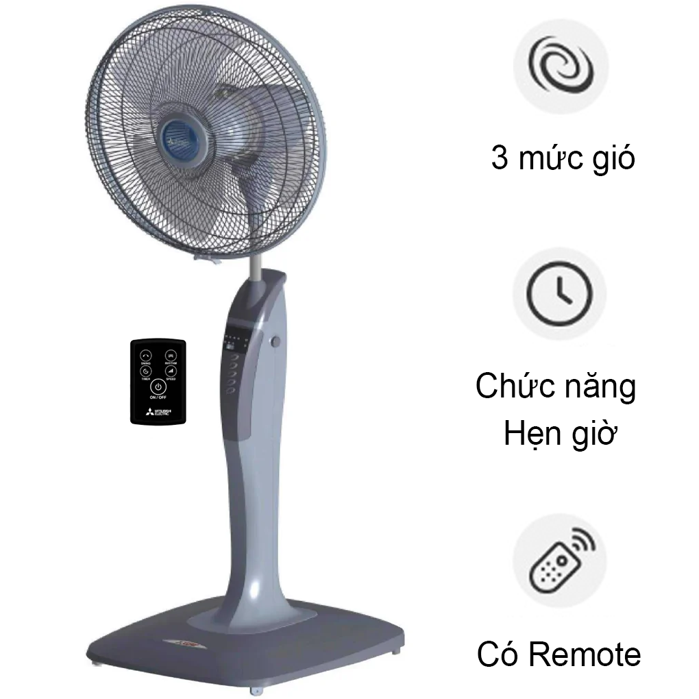 Quạt Đứng Mitsubishi LV16-RB SF-GY - Xám Nhạt - Thái Lan