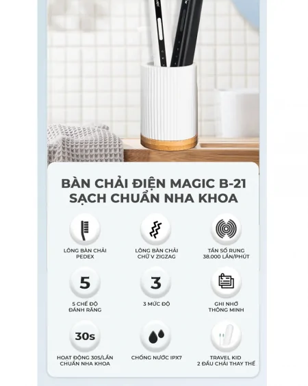 Bàn Chải Điện Magic B-21 Màu Trắng 3
