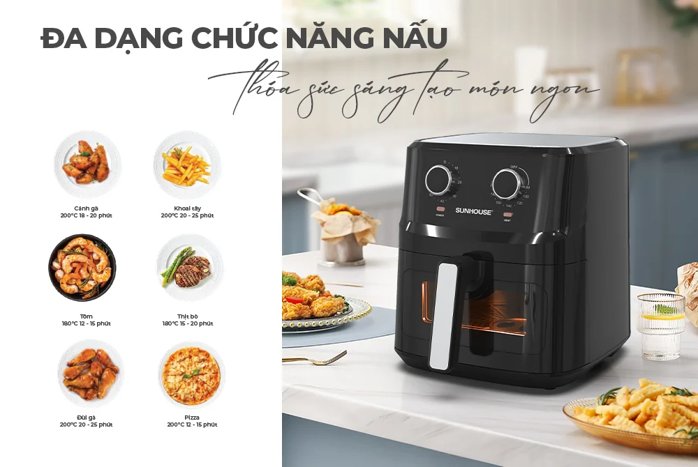 Nồi Chiên Không Dầu Sunhouse SHD4030 6.5 Lít 9