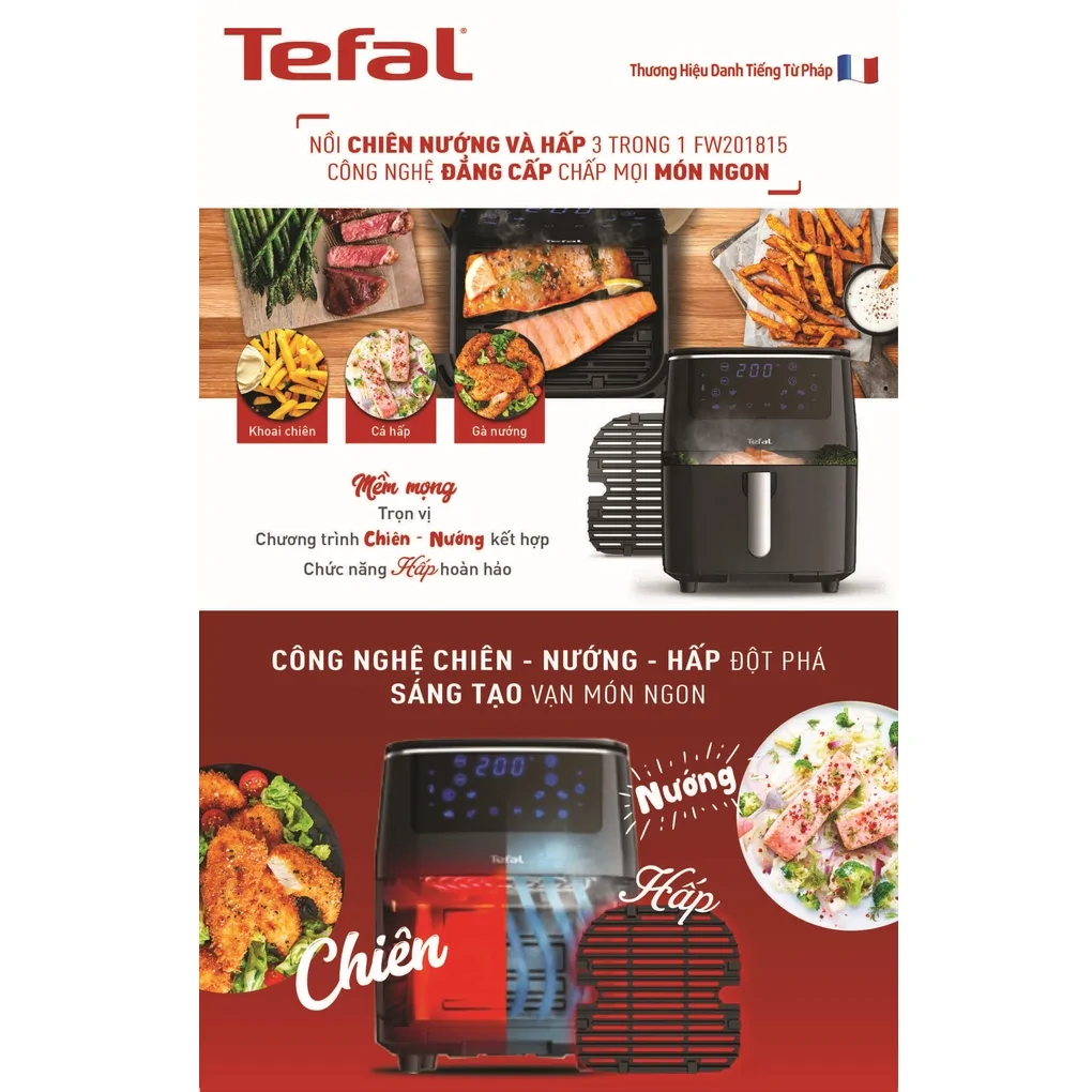 Nồi Chiên Không Dầu Kết Hợp Hấp Tefal FW201815 6.5 Lít 7