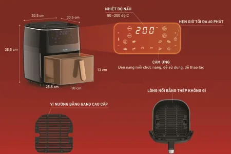 Nồi Chiên Không Dầu Kết Hợp Hấp Tefal FW201815 6.5 Lít