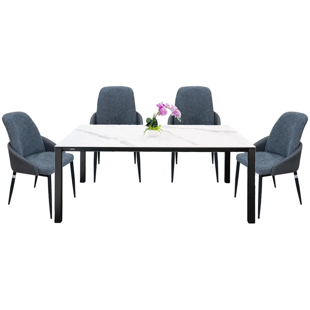 Bộ Bàn Ăn Grand T22981A-C Đen + 4 Ghế Ăn Amy VD6370